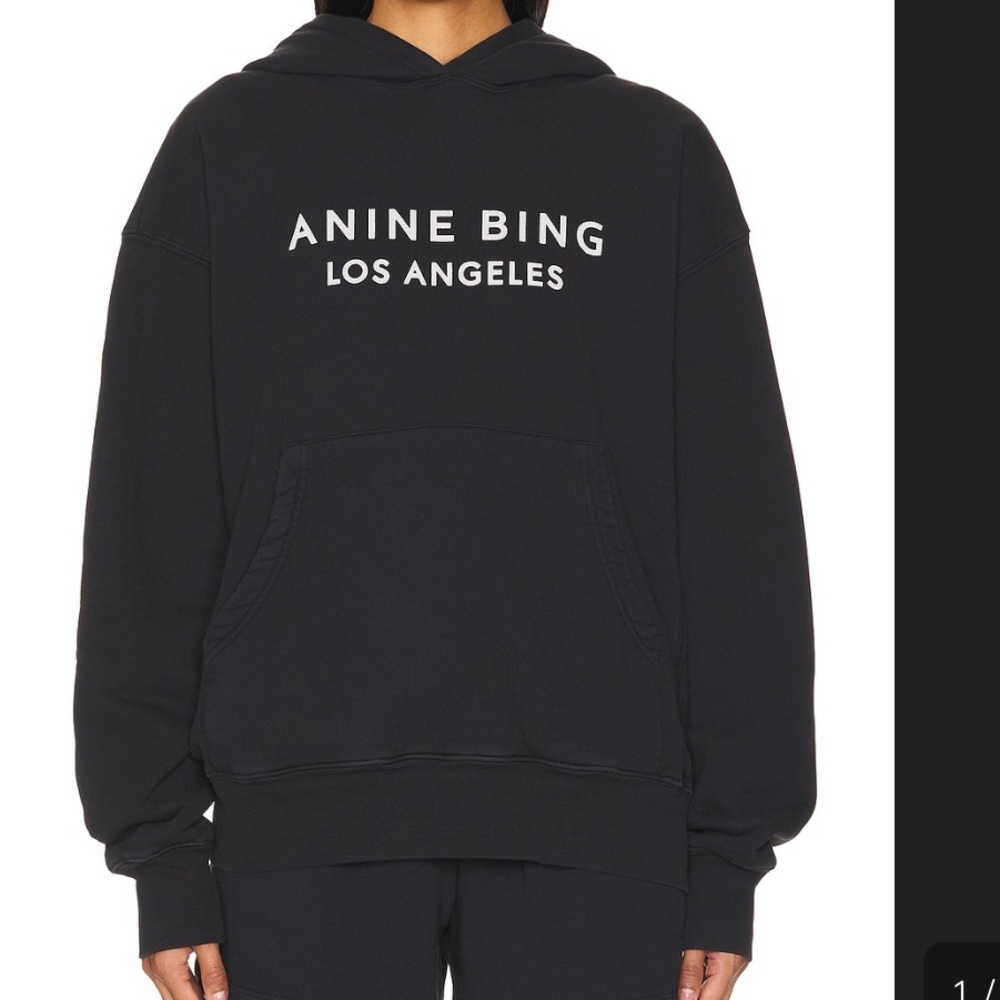 Anine Bing Black 'Los Angeles' Logo Hoodie